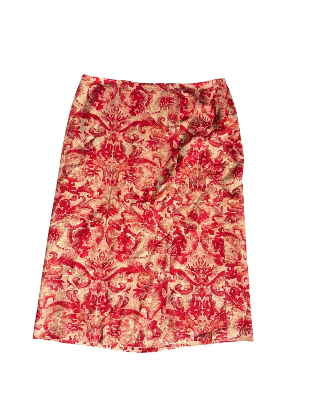 Nygard Collection Linen Blend Damask Midi Skirt Red Size 20